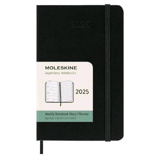 MOLESKINE WEEKLY AGENDA SETTIMANALE 2025 9 X 14 CM 12 MESI GENNAIO DICEMBRE COPERTINA RIGIDA CON ELASTICO NERO