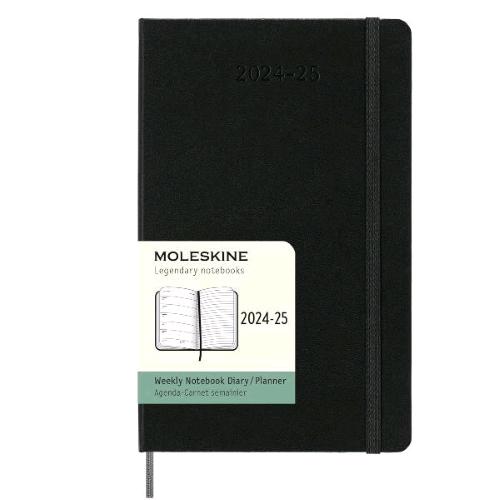 MOLESKINE WEEKLY AGENDA SETTIMANALE 2024/25 13 X 21 CM 18 MESI LUGLIO 2024 DICEMBRE 2025 COPERTINA RIGIDA CON ELASTICO NERO