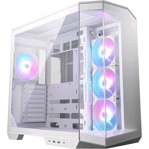 MSI MAG PANO 100R PZ CASE GAMING 3 x 120mm ARGB REVERSE BLADE FAN - 1 x 120mm ARGB FAN ARGB+PWM VETRO TEMPERATO BIANCO