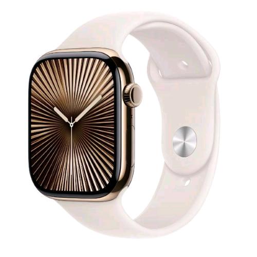 APPLE WATCH SERIES 10 GPS + CELLULAR 4G 42mm CASSA IN TITANIO ORO CINTURINO SPORT STARLIGHT - M/L