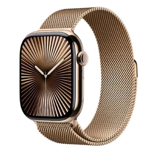 APPLE WATCH SERIES 10 GPS + CELLULAR 4G 46mm CASSA IN TITIANIO ORO CINTURINO LOOP MILANESE ORO - M/L