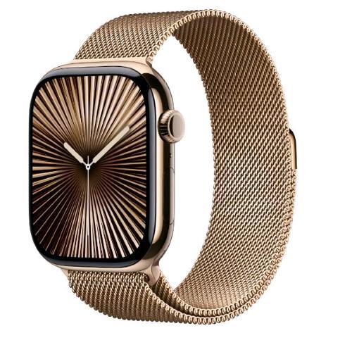 APPLE WATCH SERIES 10 GPS + CELLULAR 4G 46mm CASSA IN TITIANIO ORO CINTURINO LOOP MILANESE ORO - S/M