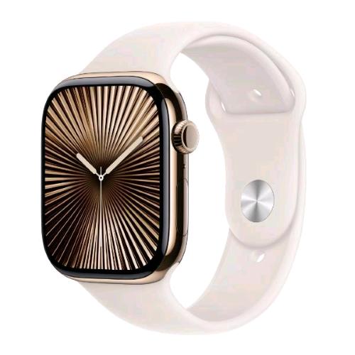 APPLE WATCH SERIES 10 GPS + CELLULAR 4G 46mm CASSA IN TITANIO ORO CINTURINO SPORT STARLIGHT - M/L