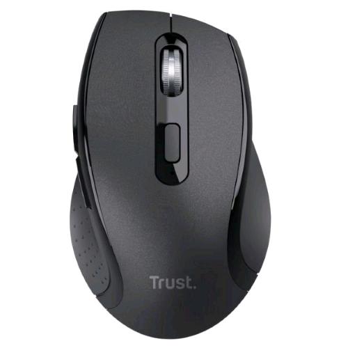 TRUST COMFORTABLE MOUSE WIRELESS CONFORTEVOLE PER LUNGHE SESSIONI DI LAVORO 6 PULSANTI 800-1200 DPI MICRORICEVITORE USB NERO