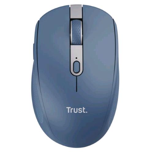 TRUST OZAA COMPACT MOUSE OTTICO WIRELESS RICARICABILE SILENZIOSO CON DOPPIA CONNESSIONE BLUETOOTH T + RF 2,4GHz COLLEGABILE FINO A 3 DISPOSITIVI 6 PULSANTI 3.200 DPI BLU 