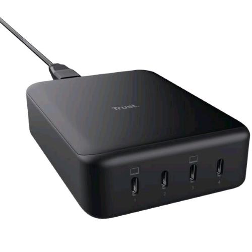 TRUST MAXO 240 DESKTOP CHARGER CARICABATTERIE DA TAVOLO GaN PD 240 W 4 PORTE - 4 x USB-C NERO