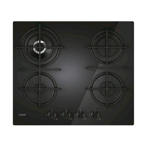 CANDY CVG6BR4WTB PIANO COTTURA A GAS 4 FUOCHI 60 CM PIANO IN VETRO NERO