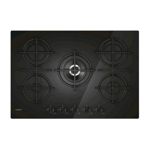 CANDY CVG74WTB PIANO COTTURA A GAS 5 FUOCHI 75 CM PIANO IN ACCIAIO INOX NERO