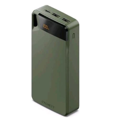 CYGNETT BOOST POWER BANK 20.000mAh INGRESSO USB-C - USCITE 2 USB-A + 1 USB-C VERDE MILITARE