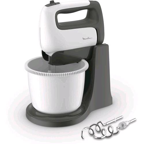 MOULINEX HM4641 PREP'MIX+ SBATTITORE ELETTRICO CON FRUSTE E GANCI IMPASTATORI IN ACCIAIO INOX PER MESCOLARE,SBATTERE E MONTARE RECIPIENTE AUTOROTANTE DA 2.5 LT 5 VELOCITA' E IMPOSTAZIONE TURBO 500 W
