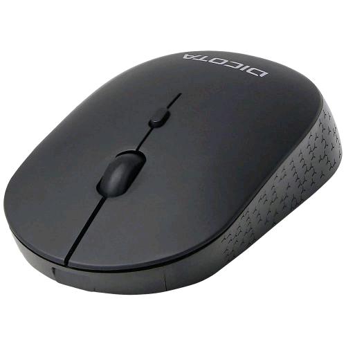DICOTA SILENT V2 MOUSE OTTICO WIRELESS RF 2.4GHz CLICK SILENZIOSO AMBIDESTRO 3 TASTI 800-1600 DPI NERO