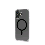 CELLY IPHONE 16 COVER IN TPU + POLICARBONATO MAGSAFE TRASPARENTE CON MODULO CIRCOLARE NERO