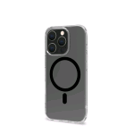 CELLY APPLE iPHONE 16 PRO COVER IN MORBIDO TPU TRASPARENTE COMPATIBILE MagSave MODULO MAGNETICO CIRCOLARE NERO