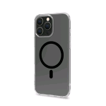 CELLY APPLE iPHONE 16 PRO MAX COVER IN MORBIDO TPU TRASPARENTE COMPATIBILE MagSave MODULO MAGNETICO CIRCOLARE NERO