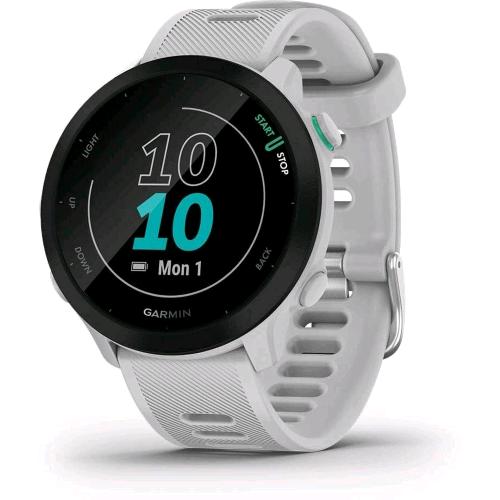 GARMIN FORERUNNER 55 SMARTWATCH 42mm RUNNING CON GPS CARDIO PIANI DI ALLENAMENTO INCLUSI VO2MAX ALLENAMENTI PERSONALIZZATI, GARMIN CONNECT IQ, TAGLIA UNICA BIANCO