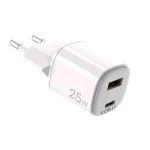CELLY UPTC CARICABATTERIE DA RETE GaN 25 W 2 USCITE 1 x USB-A 1 x USB-C BIANCO