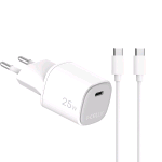 CELLY UPTC CARICABATTERIE DA RETE GaN 25 W 1 PORTA USB-C + CAVO USB-C MASCHIO-MASCHIO INCLUSO BIANCO