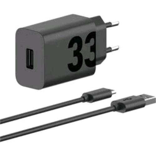 MOTOROLA TURBO POWER CARICABATTERIE DA RETE 33 W USB-A CON CAVO DA USB-A A USB-C NERO