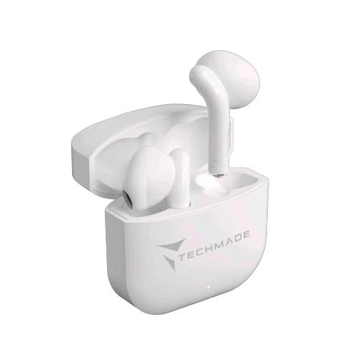 TECHMADE TM-XM201-WH AURICOLARI BLUETHOOT 5.3 IN-EAR TOUCH CON CUSTODIA DI RICARICA MUSICA E CHIAMATE BIANCO