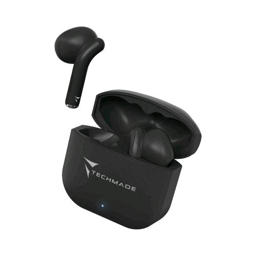 TECHMADE TM-XM201-BK AURICOLARI BLUETHOOT 5.3 IN-EAR TOUCH CON CUSTODIA DI RICARICA MUSICA E CHIAMATE NERO