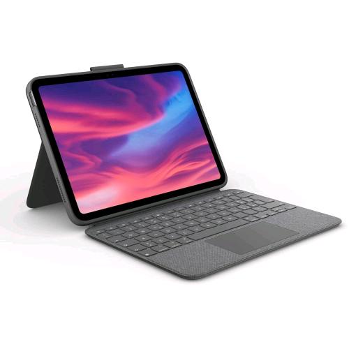 LOGITECH COMBO TOUCH APPLE iPAD 10.9" 10 Gen CUSTODIA TASTIERA E CARTA CON TRACKPAD RETROILLUMINATO APPLE SMART CONNECTOR QWERTY ITALIANA GRIGIO OXFORD