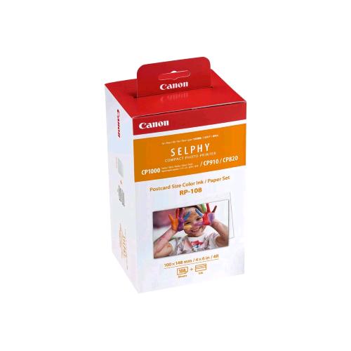 CANON EASY PHOTO RP-108 KIT FOGLI DI STAMPA PER STAMPANTI FOTOGRAFICHE CANON SELPHY COLORE BIANCO FINITURA LUCIDA RETRO NEUTRO