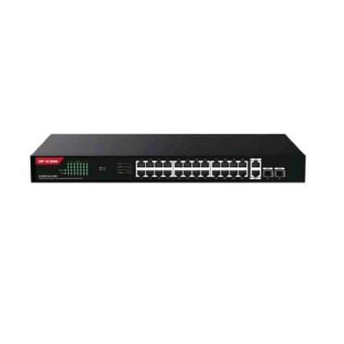 IP-COM G1128P-24-410W SWITCH NON GESTITO 26 PORTE GIGABIT Base-T + 2 PORTE Base-X SFP CLOUD MANAGED PoE 370W MONTABILE A RACK