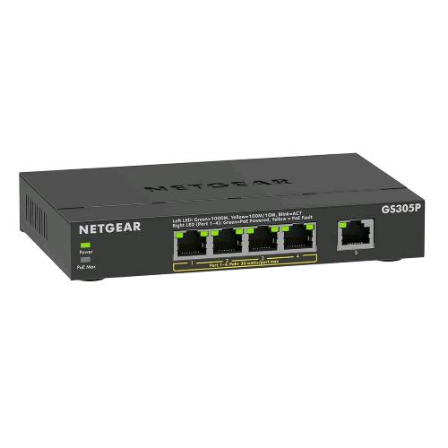 NETGEAR GS305P-300EUS SWITCH NON GESTITO 5 PORTE GIGABIT PoE+ 63 W