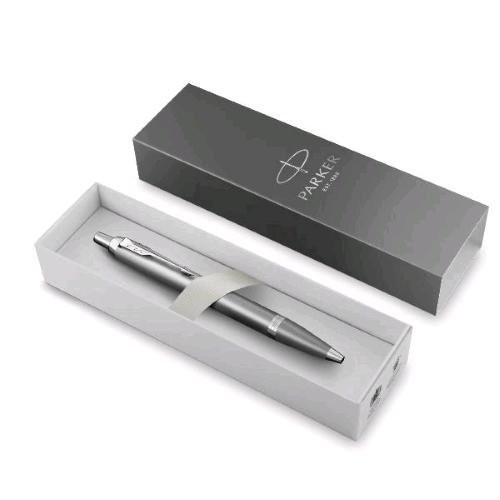 PARKER IM WRITING RITUAL PENNA A SFERA A SCATTO PUNTA M FUSTO GRIGIO CON SFUMATURE PUNTALE CROMATO INCHIOSTRO BLU CONFEZIONE REGALO