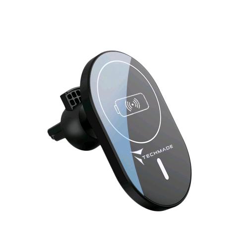 TECHMADE TM-C20 CARICABATTERIA RAPIDO DA AUTO WIRELESS S 15 W CAVO USB NERO