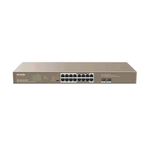TENDA TEG1118P-16-250W SWITCH NON GESTITO 16 PORTE GIGABIT 10/100/1000 Base-T RJ45 PoE MAX 30 W A PORTA + 2 PORTE SFP PoE 250 W
