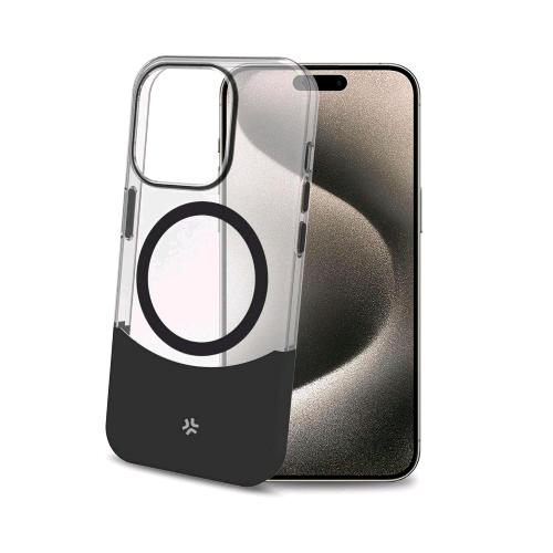 CELLY APPLE iPHONE 16 PRO COVER IN TPU MagSafe TRASPARENTE PARTE INFERIORE IN MATERIALE SOFT-TOUCH REMOVIBILE NERO