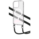CELLY APPLE iPHONE 16 PRO COVER MagSafe TRASPARENTE CON LACCETTO IN NYLON NERO