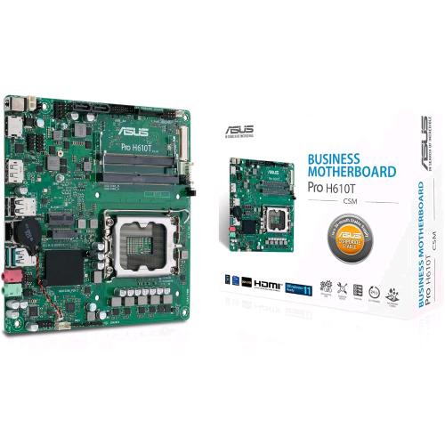 ASUS PRO H610T-CSM SCHEDA MADRE INTEL MINI ITX, DDR5 LGA 1700, 2 SATA 6GB/S, SLOT M.2, ETHERNET REALTEK, DISPLAYPORT, HDMI, USB 3.2 GEN 2 E TYPE-C