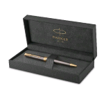 PARKER SONNET PENNA A SFERA PUNTA M FUSTO LACCATO GRIGIO CON PENNINO DORATO INCHIOSTRO NERO CONFEZIONE REGALO