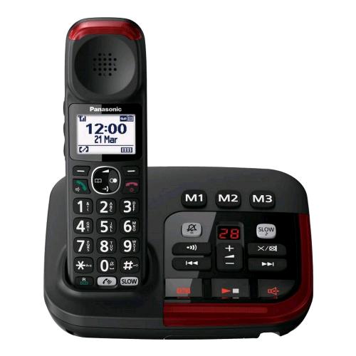 PANASONIC KX-TGM420EXB CORDLESS DECT CON SEGRETERIA VOLUME AMPLIFICATO TASTI GRANDI FUNZIONE SLOW TALK NERO