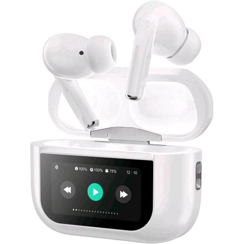 TECHNAXX BT-X72 AURICOLARI TWS BLUETOOTH 5.3 CON CANCELLAZIONE DEL RUMORE ANC CON CUSTODIA DI RICARICA TOUCH SCREEN RICARICA USB-C BIANCO