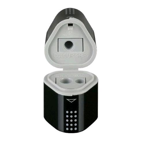FABER CASTELL GRIP 2001 TEMPERAMATITE TRE FORI CON SERBATOIO A FORMA TRIANGOLARE NERO CONF 10 Pz.