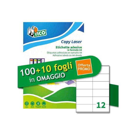 TICO LP4W-10548P ETICHETTE ADESIVE STAMPA LASER 105X48 mm BIANCO CONF 1320 Pz.