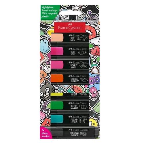 FABER CASTELL TEXTLINER 46 GRAFFITI EVIDENZIATORE PUNTA A SCALPELLO 1.2/5 mm COLORI ASSORTITI CONF 8 Pz.