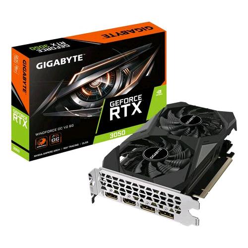 GIGABYTE GEFORCE RTX 3050 WINDFORCE OC V2 6G NVIDIA 6 GB GDDR6 -DUAL FAN PCI Express 4.0 -2 x HDMI 2 x DISPLAYPORT