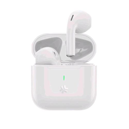 CELLY COMPACT AURICOLARI TRUE WIRELESS COMPATTI CONTROLLO TOUCH MICROFONI IN ENTRAMBI GLI AURICOLARI CHIAMATE E VOLUME/MUSICA RICARICA USB-C BIANCO