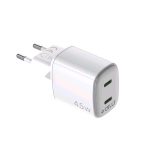CELLY WALL CHARGER CARICABATTERIE DA RETE GaN 45 W 2 USCITE USB-C BIANCO