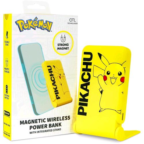 OTL POKEMON PIKACHU POWER BANK WIRELESS 5.000mAh CON STAND INTEGRATO GIALLO