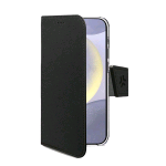 CELLY GALAXY S25+ 5G WALLY CASE CUSTODIA A LIBRO IN SIMILPELLE CON FUNZIONE STAND NERO
