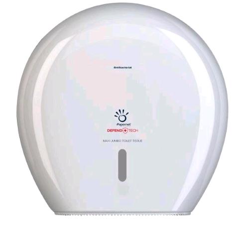 PAPERNET DISPENSER DEFEND TECH IN PLASTICA PER CARTA IGENICA MAXI JUMBO 34.5X34.5X14.8 CM BIANCO 