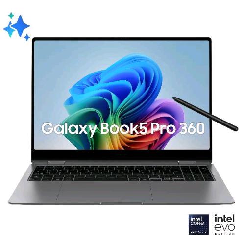 SAMSUNG GALAXY BOOK5 PRO 360 NP964QHA-KG1IT 16" INTEL CORE ULTRA 7 256V RAM 16GB-SSD 512GB NVMe-INTEL ARC GAPHICS 8GB-WI-FI 7-WIN 11 PROF