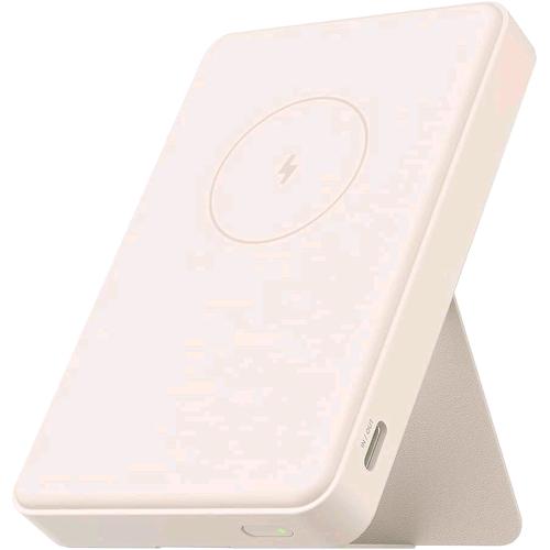 XIAOMI Mi MAGNETIC POWERBANK POWER BANK MAGNETICO DA 15 W 6.000mAh RICARICA RAPIDA WIRELESS QI 2.0, RICARICA RAPIDA 2 DISPOSITIVI CONTEMPORANEAMENTE, FACILE DA TRASPORTARE, CON SUPPORTO PIEGHEVOLE BEIGE