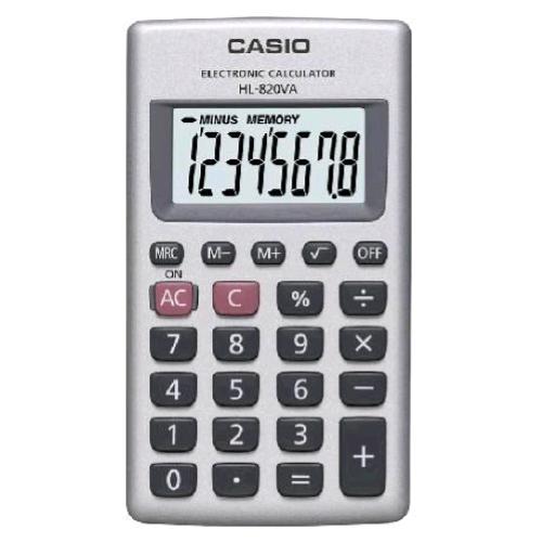 CASIO HL-820V CALCOLATRICE TASCABILE 8 CIFRE ALIMENTAZIONE BATTERIA GRIGIO