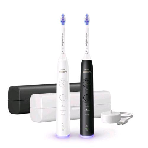 PHILIPS HX7419/01 SPAZZOLINO DA DENTI ELETTRICO RICARICABILE TECNOLOGIA SONICARE 6500 3 LIVELLI DI INTENSITA' CON BASE DI RICARICA E CUSTODIA BIANCO NERO CONF 2 Pz.